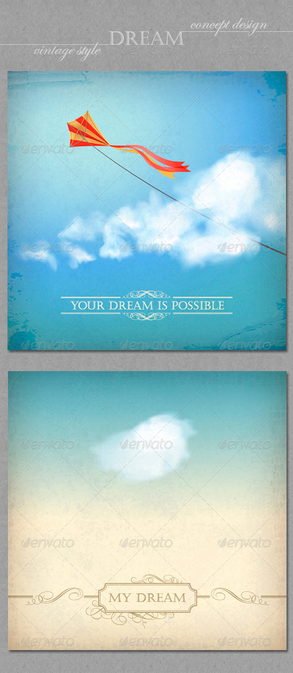Vintage Sky Backgrounds. Concept Dream Design - Conceptual Vectors