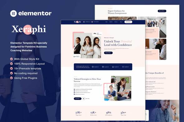 Xeraphi - Feminine Business Coaching Elementor Template Kit