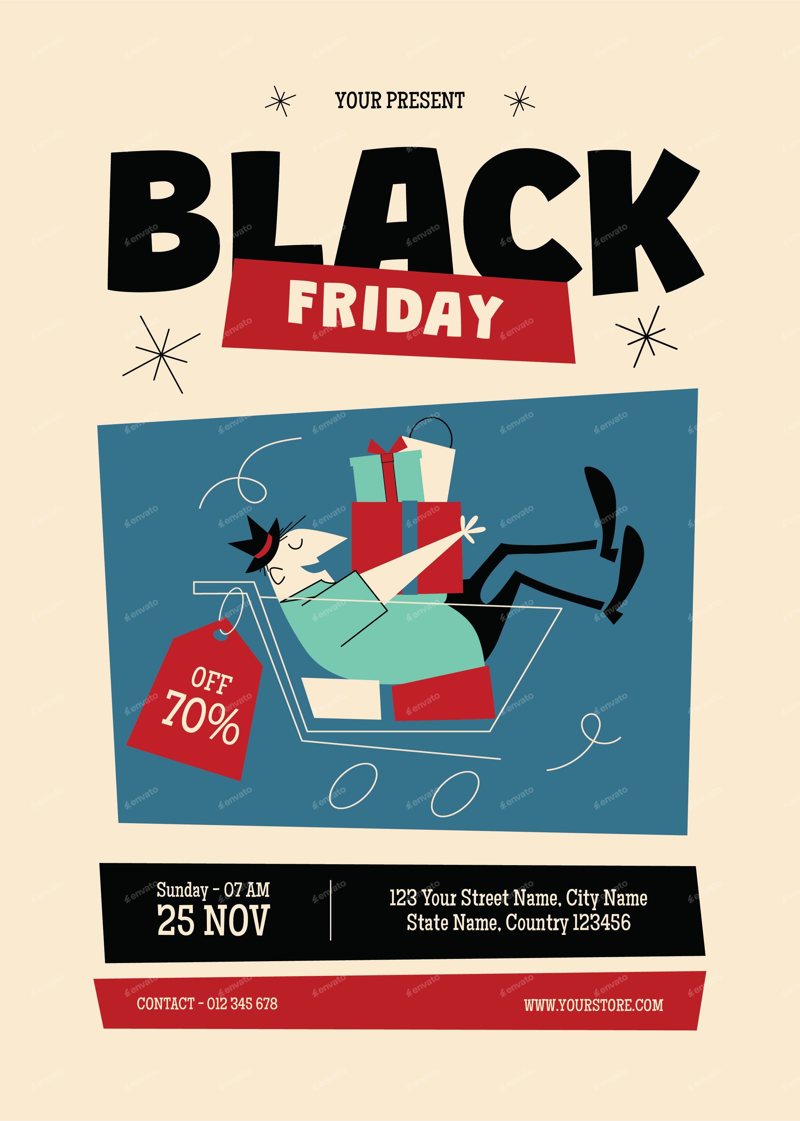 Black Friday Flyer Mid Century Theme, Print Templates | GraphicRiver