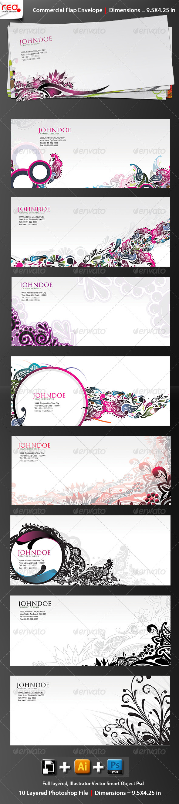 Print Ready Commercial Bussiness Envelope 2 - Stationery Print Templates