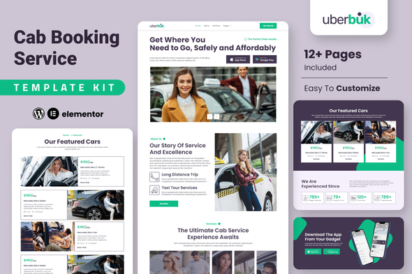 Uberbuk – Taxi Company & Online Cab Service Elementor Template Kit