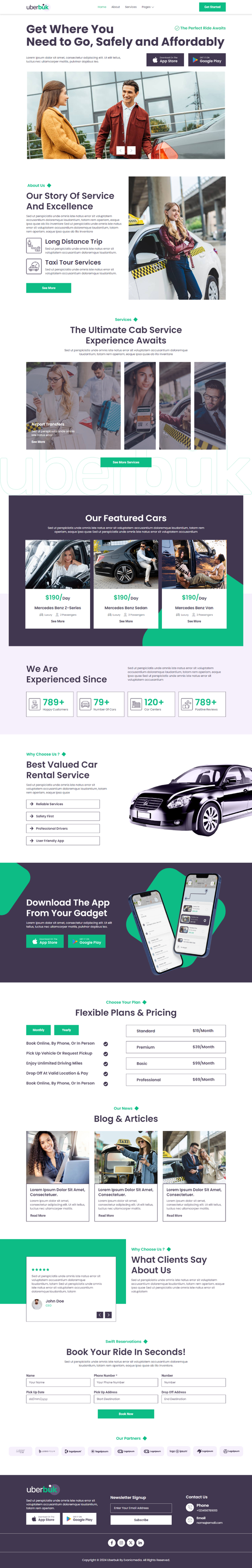 Uberbuk ? Taxi Company & Online Cab Service Elementor Template Kit