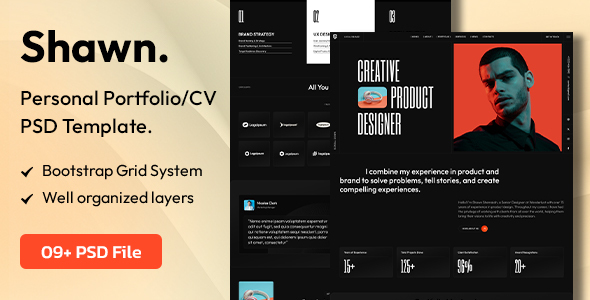 Shawn - Personal Portfolio/CV PSD Template