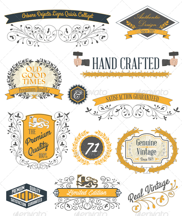 Vintage Emblems and Labels Set - Decorative Vectors