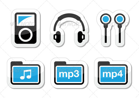 Mp3 Player Vector Icons Set - Media Technology