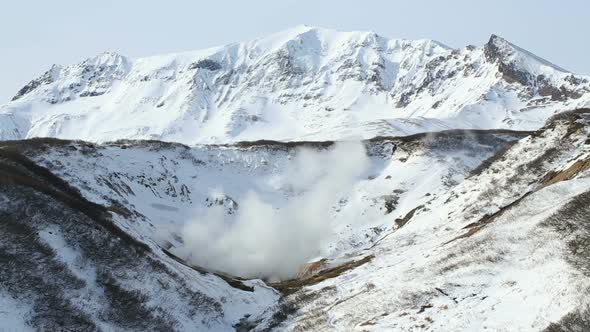 Geothermal Valley, Natural Volcanic Hot Springs Area on Kamchatka Peninsula