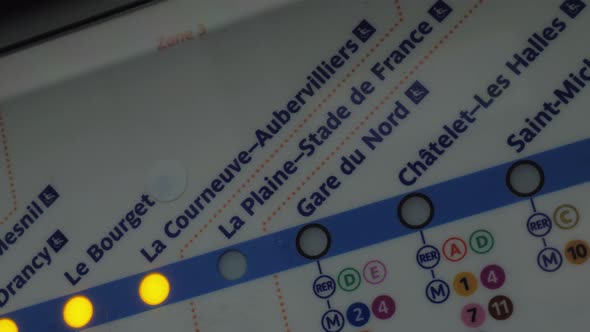 Detail of Parisian subway map, France alt