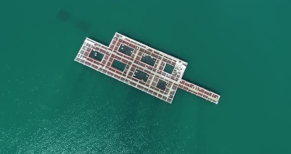 Aerial view of mussels farm. View of shellfish farming near Kavarna, Bulgaria alt