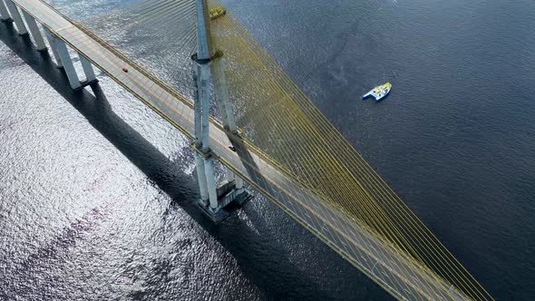 Landmark Cable Bridge at downtown Manaus Amazonas Brazil. alt