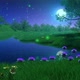 Fantasy moonlit night near pond with fireflies - VideoHive Item for Sale