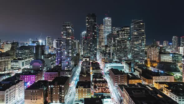 Toronto, Canada, Timelapse  - The financial district of Toronto at night