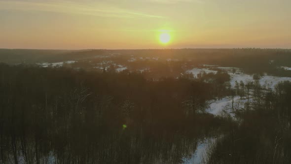 Magical Winter Landscape Forest Trees Covered Snow Sunset in Winter Period alt