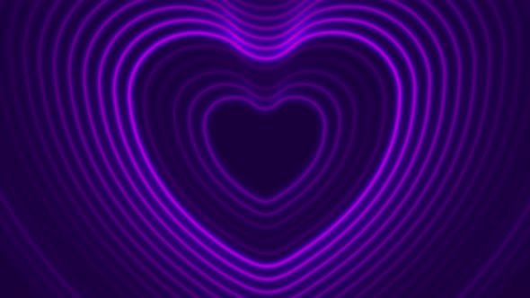 Neon Violet Glowing Laser Heart Shape