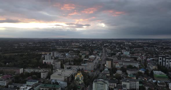 Pink Sunset Over The City