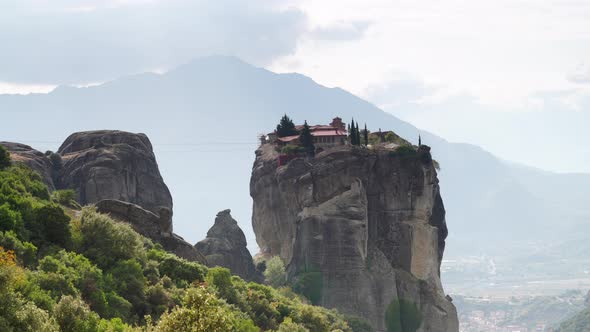 Clouds over Meteora Monastery Greece alt