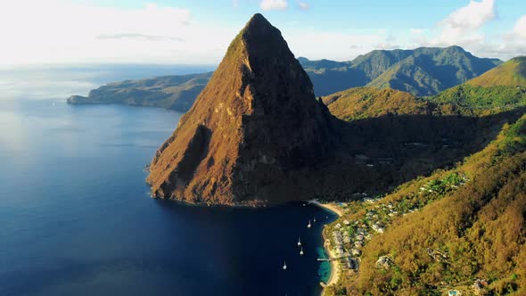 St Lucia Caribbean Huge Pitons Drone View at Saint Lucia Sugar Beach St Lucia Mountains alt