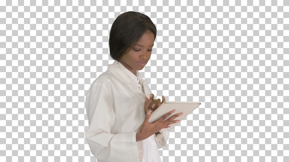 African American female doctor holding, Alpha Channel alt