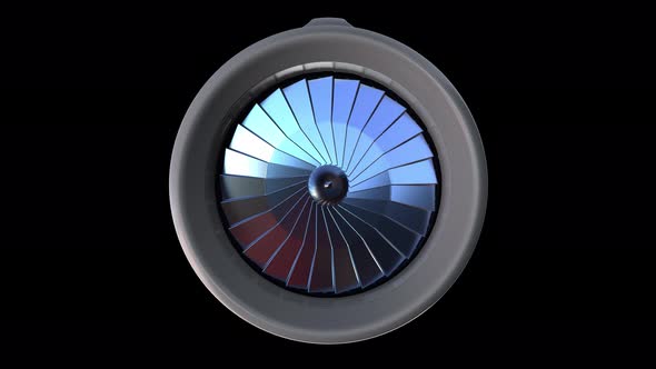 Rotating Blades of Airpane Turbine, Loopable Motion Background. Alpha Channel Included alt