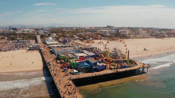 Aerial View of the Santa Monica Pier in Santa Monica LA California alt