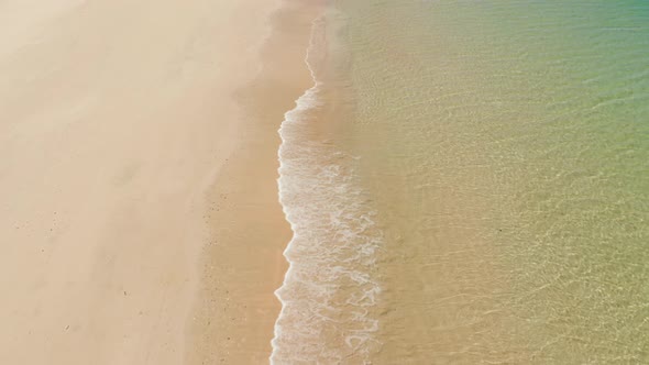 Wide Tropical Beach with White Sand, View From Above alt