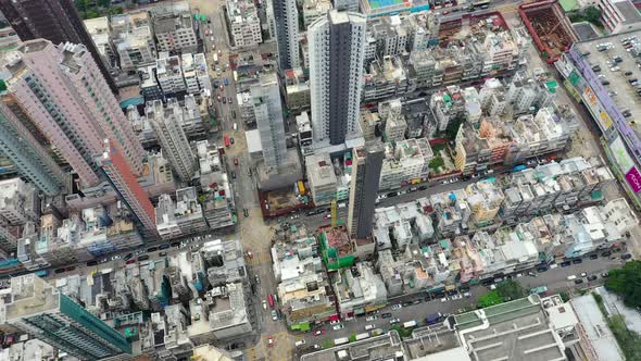 Drone fly over Hong Kong city alt