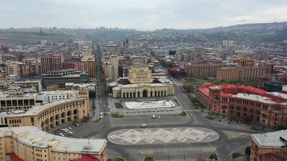  Aerial view Republic Square in center of Yerevan, Armenia. alt