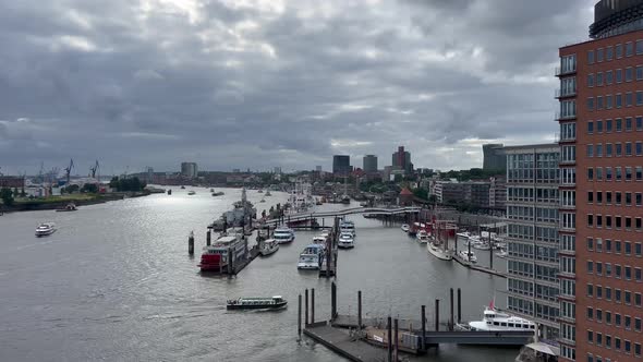Panorama Of The Port Of Hamburg From A Height