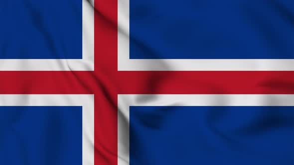 Iceland flag seamless closeup waving animation