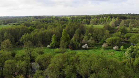 Flying Over Country Side Green Nature Landscape Aerial Drone