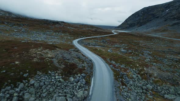 Epic Aerial Drone View on Empty Road in Norway alt