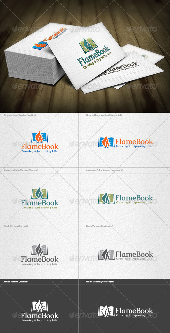 Flame Book Logo - Symbols Logo Templates