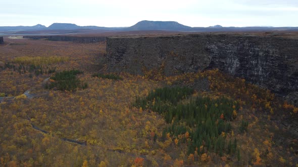 Asbyrgi Canyon Drone View in Autumn Iceland
