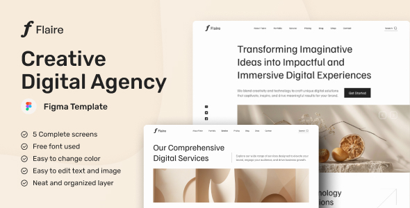 Flaire 1 - Creative Digital Agency Website Figma Template