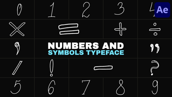 Numbers And Symbols Typeface | After Effects Elements template preview