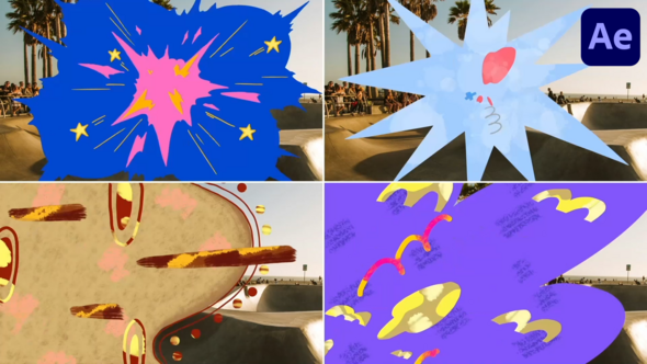 Abstract Colorfull Dynamic Transitions for After Effects Elements template preview