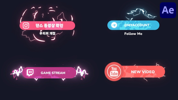 Electro Social Media Lower Thirds for After Effects Elements template preview