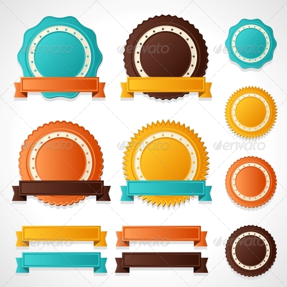 Set of Vector Labels, Badges and Ribbons. - Retail Commercial / Shopping