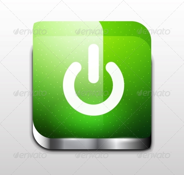 Glossy Square Power Button - Web Elements Vectors