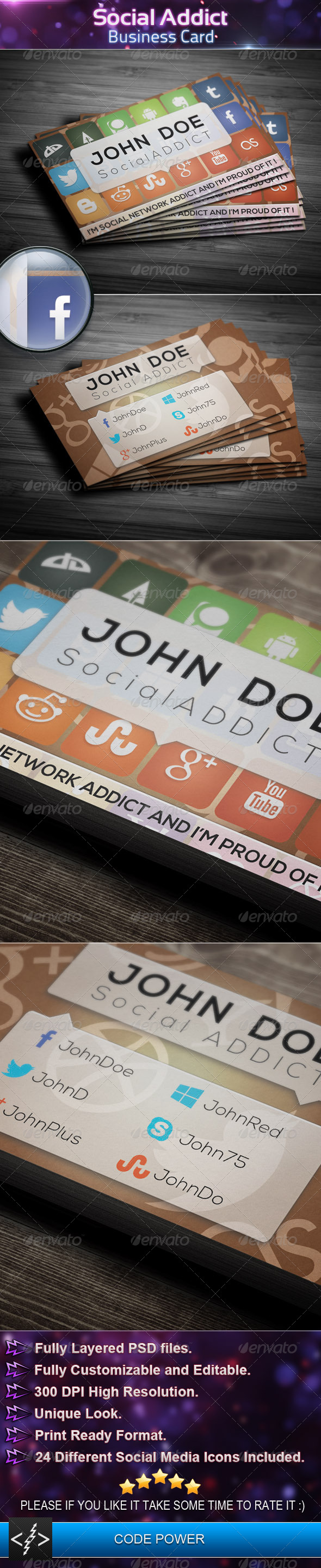 Social Addict - Business Card - Creative Business Cards