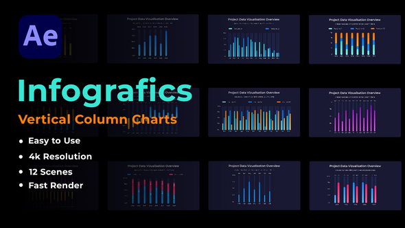 Vertical Column Charts Infographics template preview