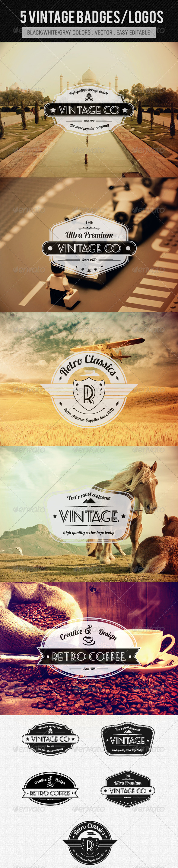 Vintage Logos/Badges - Badges & Stickers Web Elements