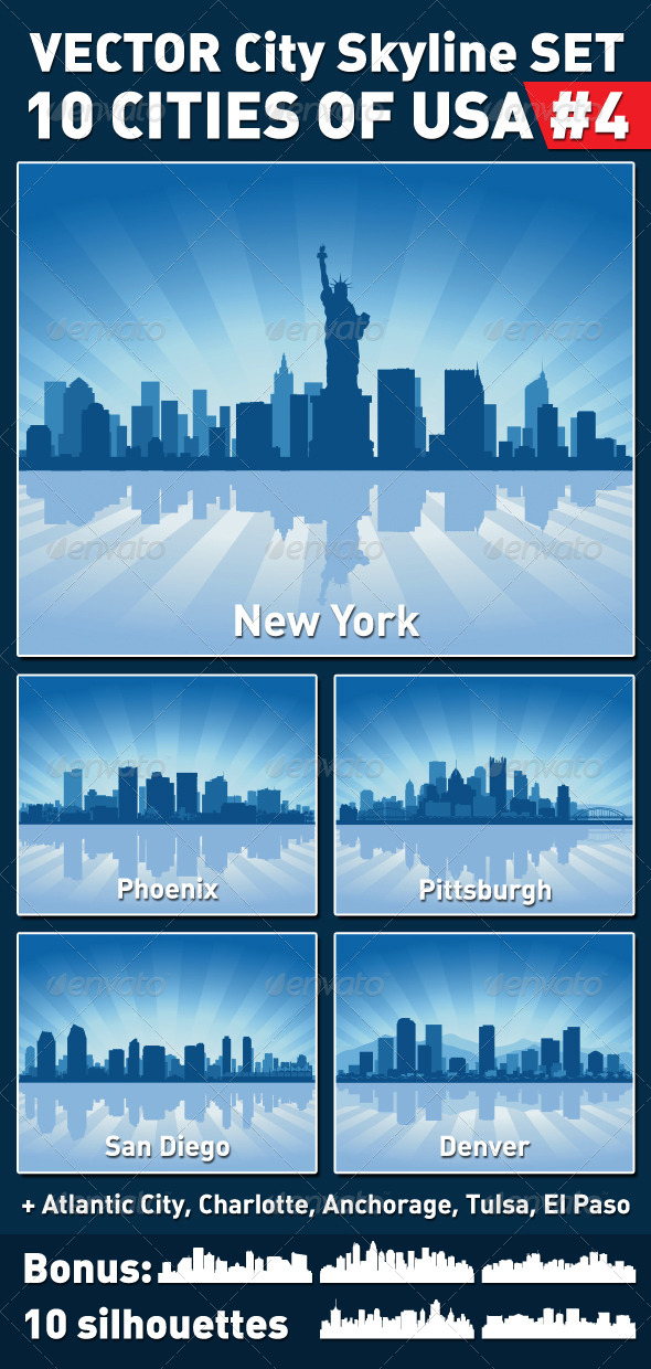 Vector City Skyline Set. USA #4 - Buildings Objects