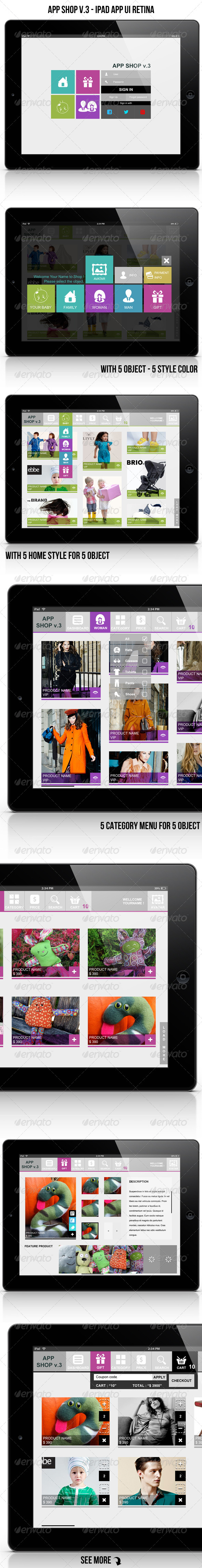 App Shop v.3 - Ipad App UI Retina - User Interfaces Web Elements