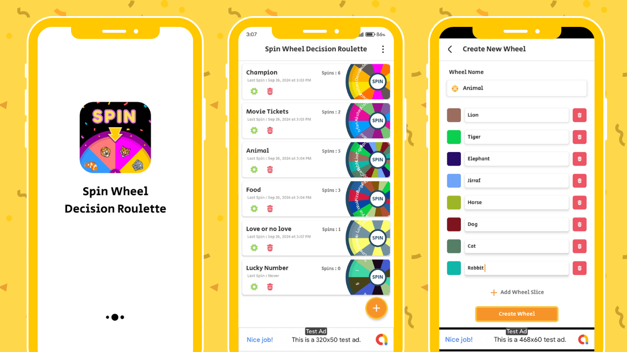 Decision Roulette Spin Wheel Decision Roulette with AdMob Ads Android by MJAppsStudio