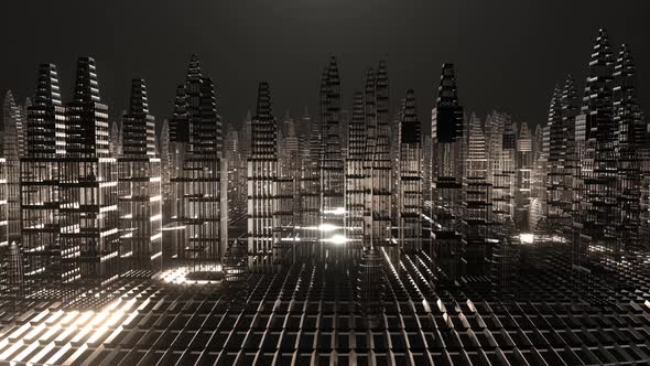 4K Motion graphic of Hologram modern city, smart city concept