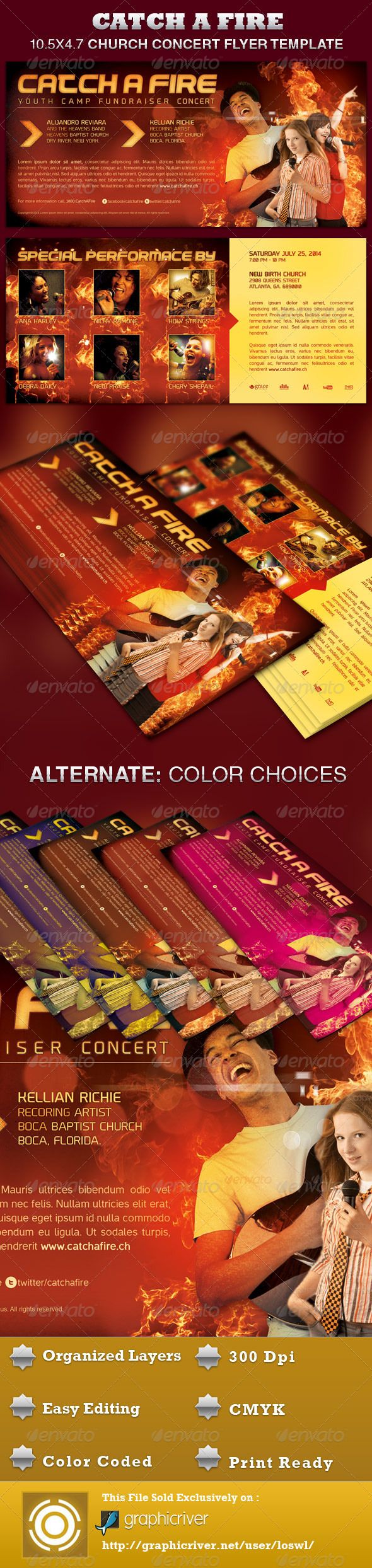 Catch A Fire Church Concert Flyer Template - Church Flyers