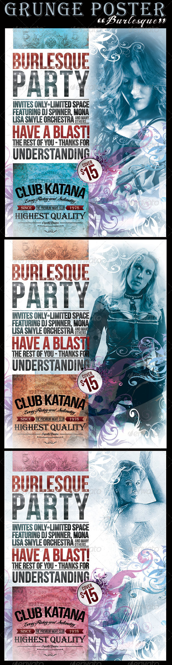 Grunge "Burlesque" Poster - Events Flyers