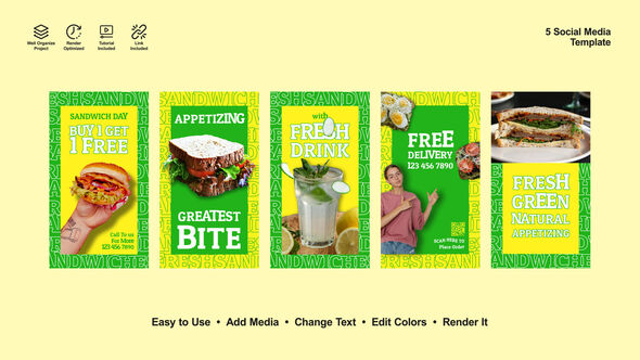 Sandwich Template Instagram Stories Product Promo template preview