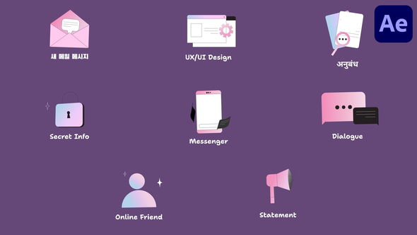 Web UI Icons And Titles for After Effects Titles template preview