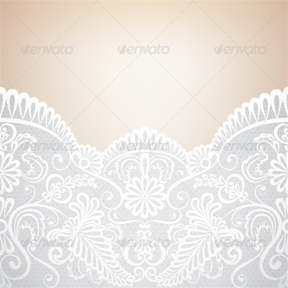 Wedding Invitation or Greeting Card with Lace Bord - Backgrounds Decorative